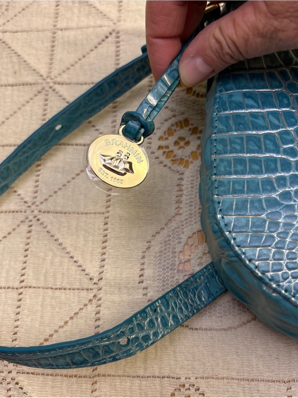 Brahmin Shayna Mermaid Green Melbourne Croc Embossed Leather - Picture 4 of 15